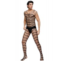 Men's Bodystocking, Strappy shoulders, BLK, ONE SIZE 